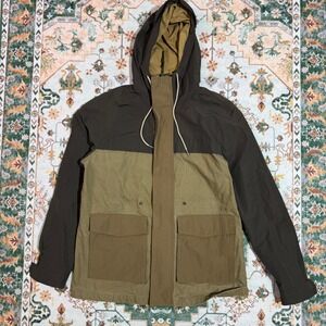 Aeropostale Colorblock Hooded Jacket Men's Size L Khaki‎ Olive Green